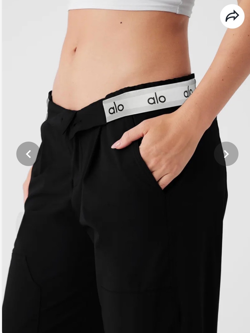 ALO Yoga Flip it Trouser Black Pants with Branded Waistband